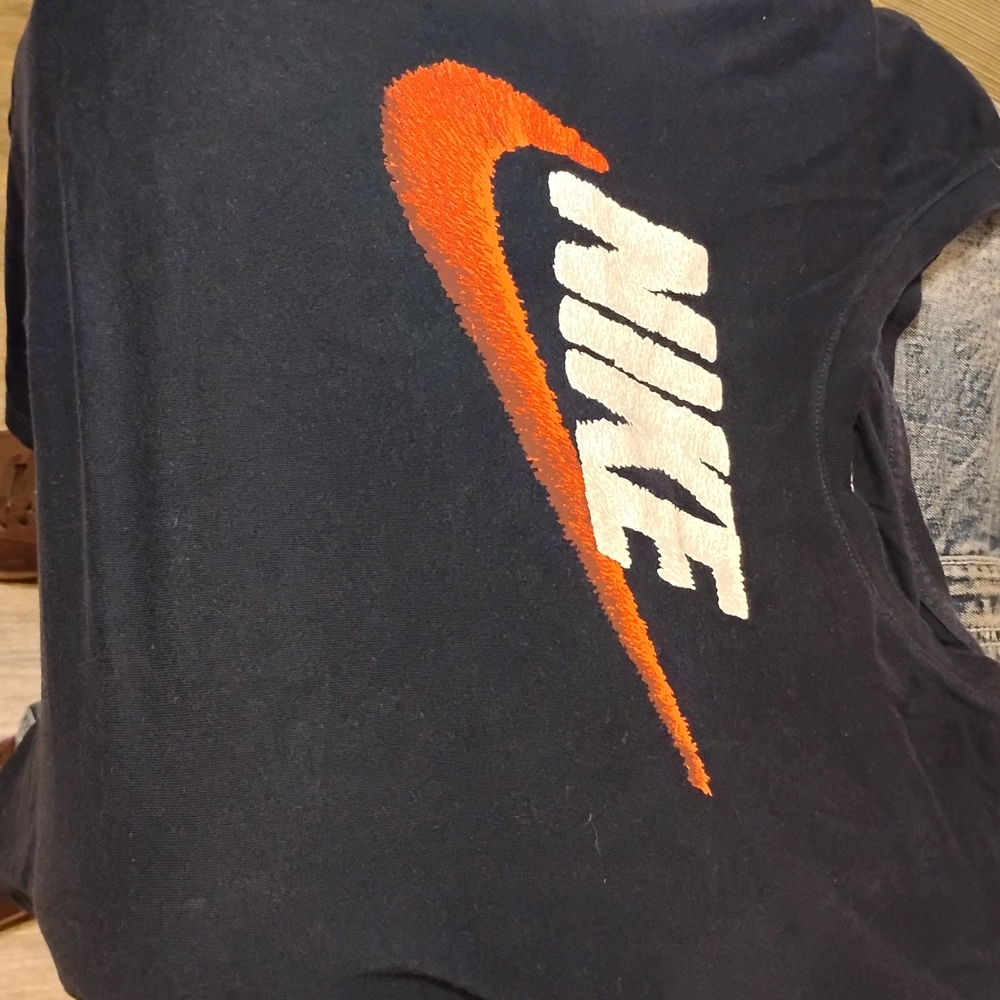 Nike Tee with Orange Swoosh and White Logo
